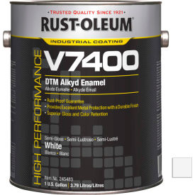 Rust-Oleum V7400 Series 340 VOC DTM Alkyd Enamel Semi-Gloss White Gallon Can - 245483 245483 - Pkg Qty 2