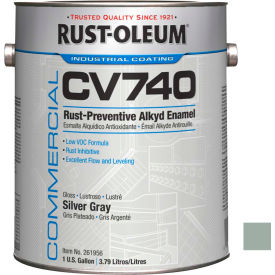 Rust-Oleum Comm. Cv740 100 VOC DTM Alkyd Enamel Rust-Prev. Maint Paint Silver GY Gal Can - 621956 261956 - Pkg Qty 2