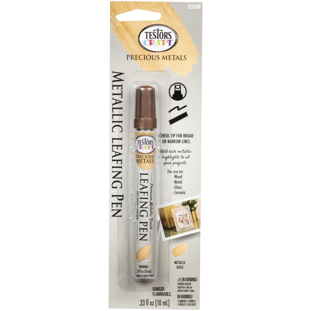 Testors Craft Metallic Leafing Pens, 10 mL, Gold, Pack Of 6 Pens MPN:215190