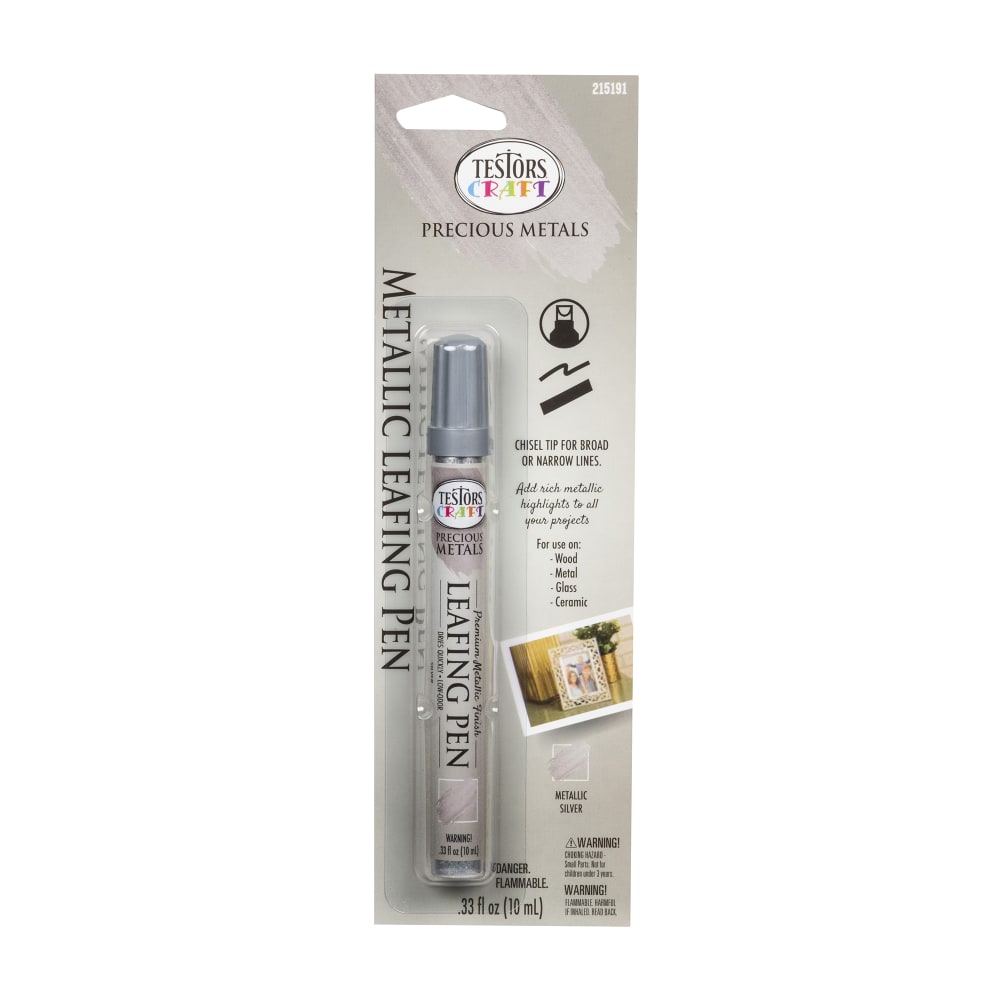 Testors Craft Metallic Leafing Pens, 10 mL, Silver, Pack Of 6 Pens MPN:215191