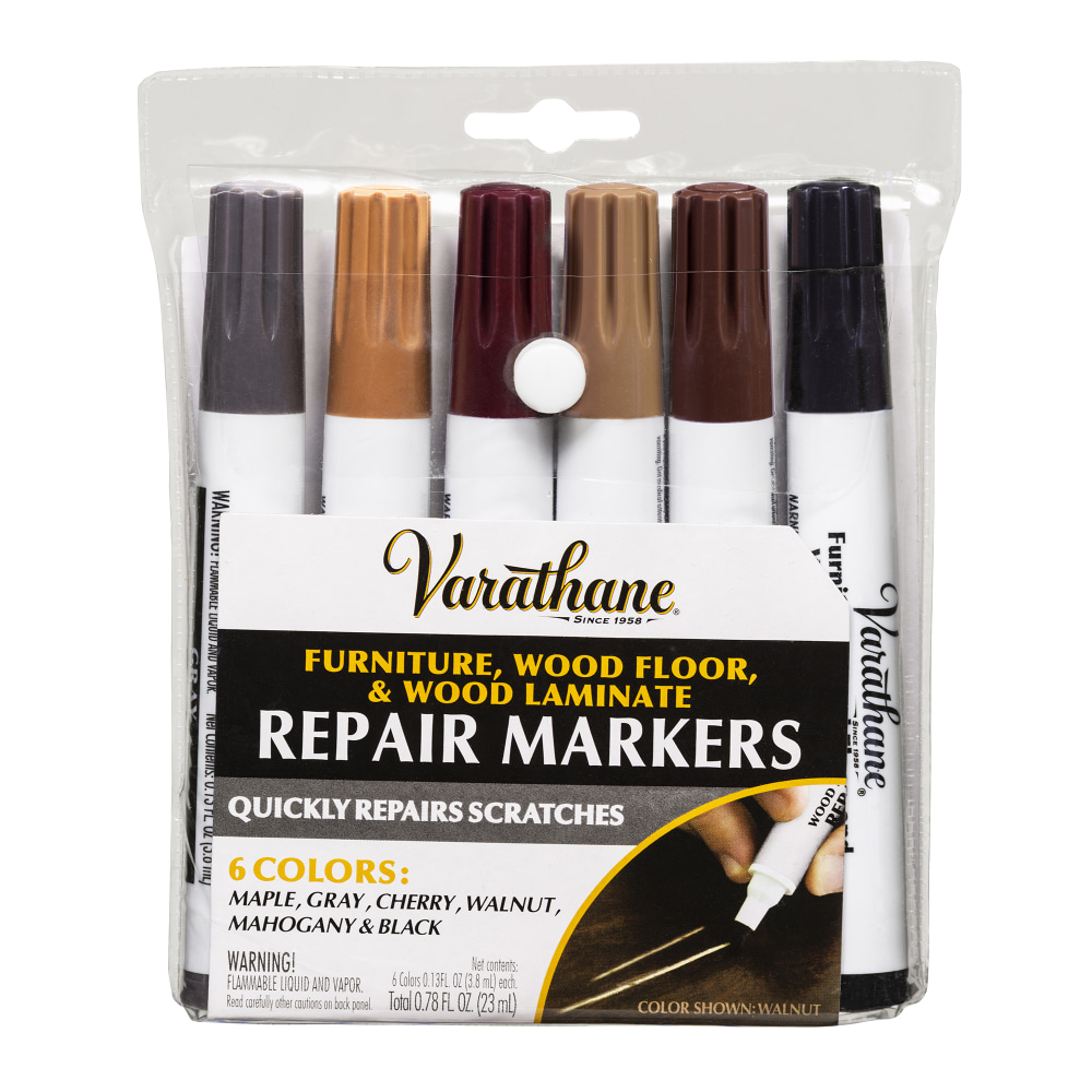 Varathane Furniture, Wood Floor and Wood Laminate Repair Markers, 3.8 mL, Assorted Colors, Pack Of 12 Markers MPN:347840