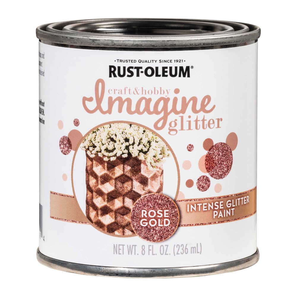 Rust-Oleum Imagine Craft and Hobby Glitter Paint, 8 Oz, Rose Gold, Pack Of 4 Cans MPN:349200