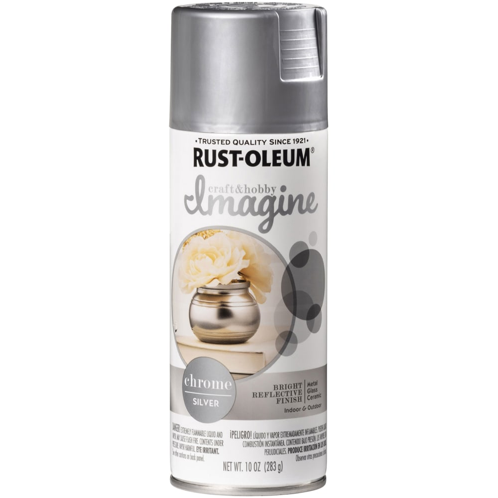 Rust-Oleum Imagine Craft and Hobby Glitter Chrome Spray Paint, 10 Oz, Silver, Pack Of 4 Cans MPN:353335