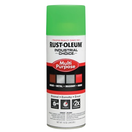 Spray Paint, Fluorescent Green, Gloss, Solvent, 12 oz MPN:1632830