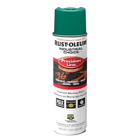 Precision Line Marking Paint, Inverted, Safety Green, 17 oz MPN:1634838V