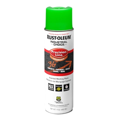 Precision Line Marking Paint, Inverted, Fluorescent Green, 20 oz MPN:203023V