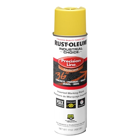 Precision Line Marking Paint, Inverted, High Visibility Yellow, 17 oz MPN:203025V