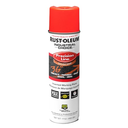 Precision Line Marking Paint, Inverted, Fluorescent Red/Orange, 17 oz MPN:203028V