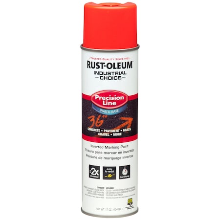 Precision Line Marking Paint, 20 oz, Fluorescent Red/Orange, Water -Based MPN:203037