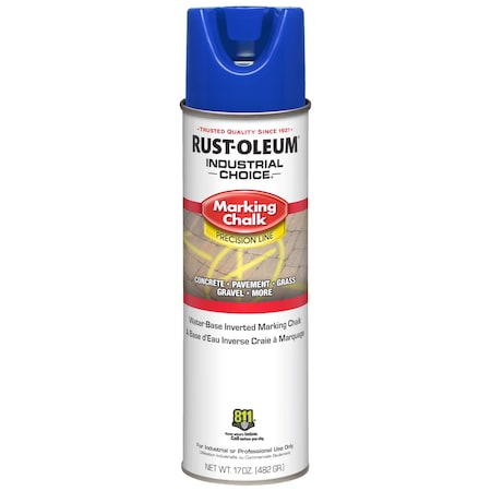 Inverted Marking Chalk, 17 oz, Aerosol, Blue, Water-Based MPN:205236