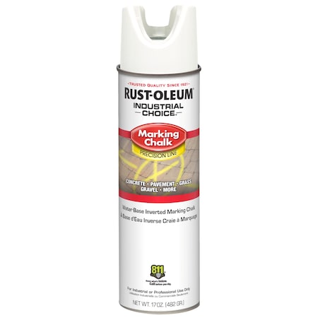 Inverted Marking Chalk Aerosol, 17 oz, White, Water-Based MPN:205237