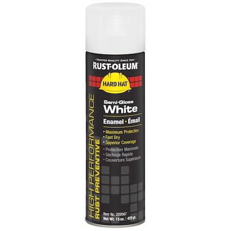 Rust Preventative Spray Paint, White, Semi-Gloss, Solvent, 15 oz MPN:209567