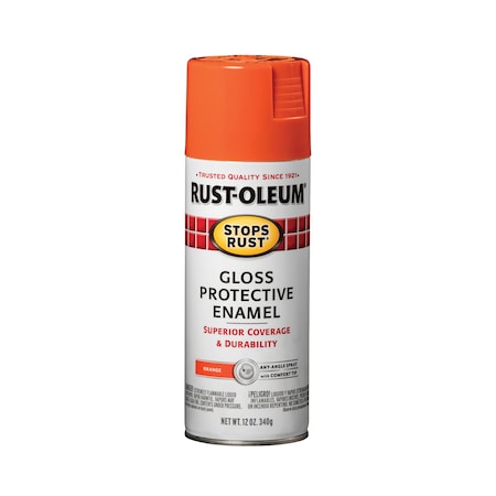 Spray Paint, Orange, Gloss, Solvent, 12 oz MPN:214084