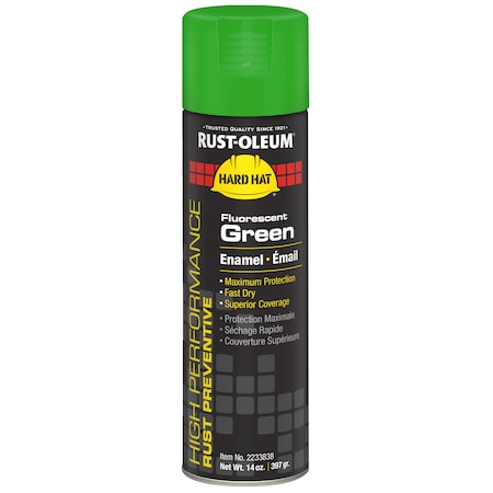 Rust Preventative Spray Paint, Fluorescent Green, Fluorescent, Solvent, 14 oz MPN:2233838