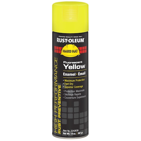 Rust Preventative Spray Paint, Fluorescent Yellow, Fluorescent, Solvent, 14 oz MPN:2242838
