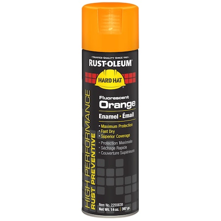 Rust Preventative Spray Paint, Fluorescent Orange, Fluorescent, Solvent, 14 oz MPN:2255838