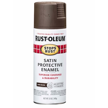 Spray Paint, Dark Brown, Satin, Solvent, 12 oz. MPN:241239