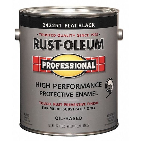 Interior/Exterior Paint, Flat, Oil Base, Black, 1 gal MPN:242251