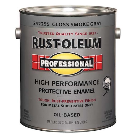 Interior/Exterior Paint, Glossy, Oil Base, Smoke Gray, 1 gal MPN:242255