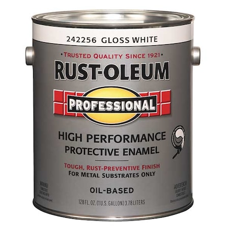 Interior/Exterior Paint, Glossy, Oil Base, White, 1 gal MPN:242256