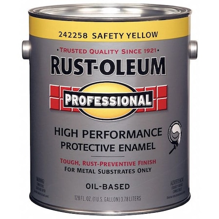 Interior/Exterior Paint, Gloss, Oil Base, Safety Yellow, 1 gal MPN:242258