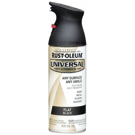 Spray Paint, Black, Flat, Solvent, 12 oz MPN:245198