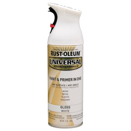 Spray Paint, White, Gloss, Solvent, 12 oz MPN:245199