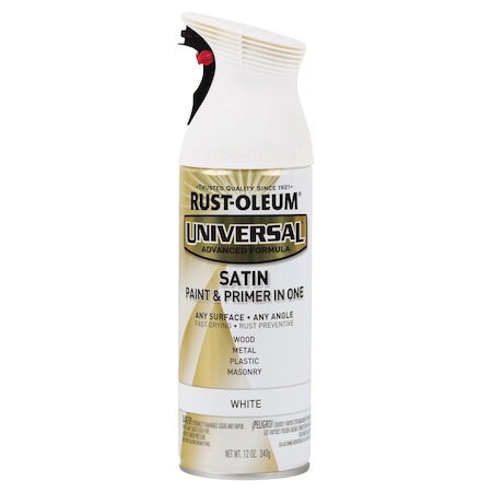 Spray Paint, White, Satin, Solvent, 12 oz MPN:245210