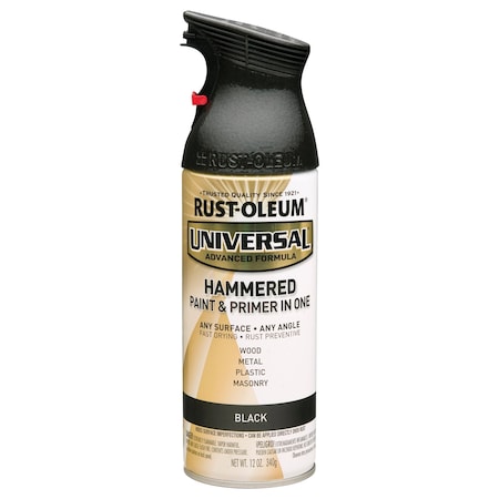 Hammered Spray Paint, Black, Hammered, Solvent, 12 oz MPN:245217