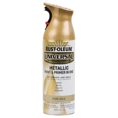 Spray Paint, Gold, Metallic, Solvent, 11 oz MPN:245221