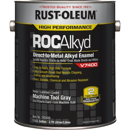 Interior/Exterior Paint, High Gloss, Oil Base, Machine Tool Gray, 1 gal MPN:245409