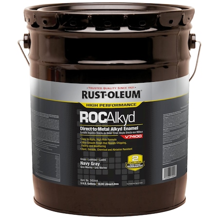 Interior/Exterior Paint, High Gloss, Oil Base, Navy Gray, 5 gal MPN:245444