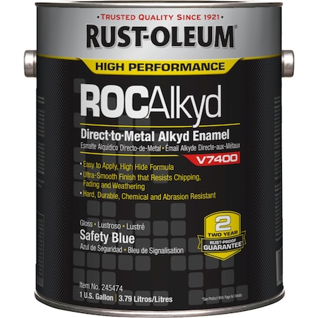 Interior/Exterior Paint, High Gloss, Oil Base, Safety Blue, 1 gal MPN:245474