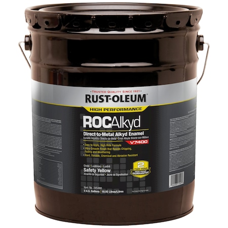Interior/Exterior Paint, High Gloss, Oil Base, Safety Yellow, 5 gal MPN:245480