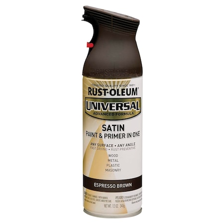 Spray Paint, Expresso Brown, Satin, Solvent, 12 oz MPN:247570