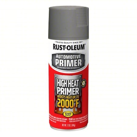 High Heat Primer, 12 oz, Exterior, High Heat Primer, Solvent, Metal, Smooth, Smooth, Flat, Gray MPN:249340