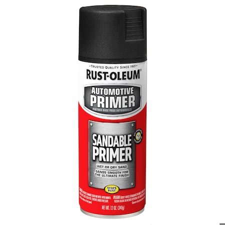 Automotive Sandable Primer Spray, Black, 12 Oz MPN:249418
