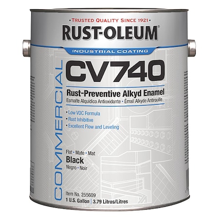 Interior/Exterior Paint, Flat, Oil Base, Black, 1 gal MPN:255609