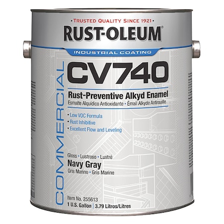 Interior/Exterior Paint, Glossy, Alkyd Base, Navy Gray, 1 gal MPN:255613