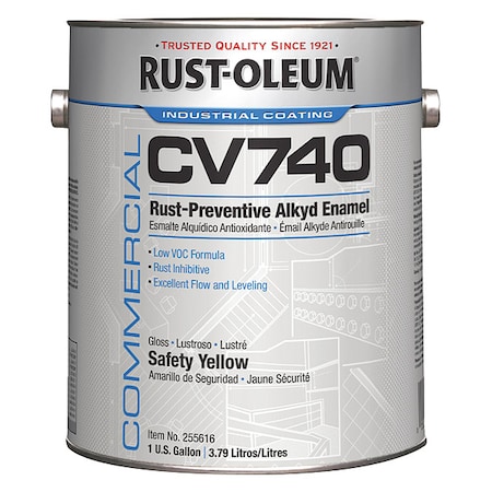 Interior/Exterior Paint, High Gloss, Oil Base, Safety Yellow, 1 gal MPN:255616
