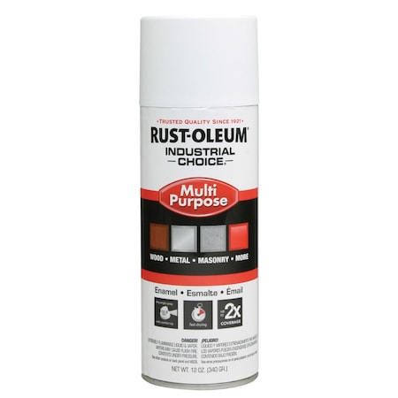 Spray Paint, White, Semi-Gloss, Solvent, 12 oz MPN:257402V