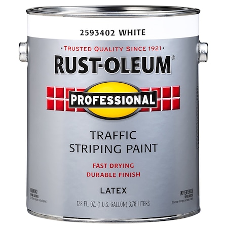 Traffic Zone Marking Paint, 1 gal, White, Water -Based MPN:2593402