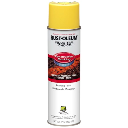 Construction Marking Paint, 17 oz., High Visibility Yellow, Water -Based MPN:264695
