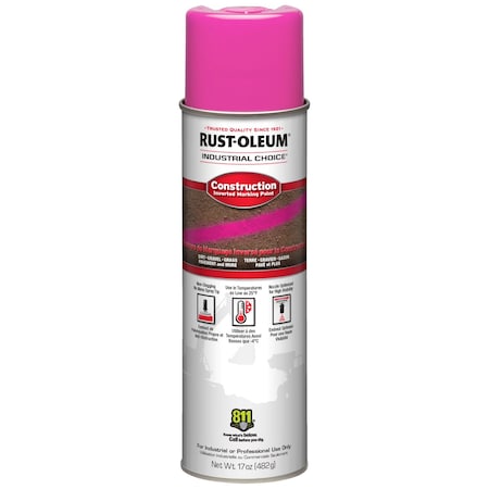 Construction Marking Paint, 17 oz., Fluorescent Pink, Water -Based MPN:264702