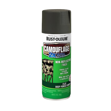 General Purpose Spray Paint, Deep Forest Green, Ultra-Flat, Solvent, 12 Oz MPN:279175