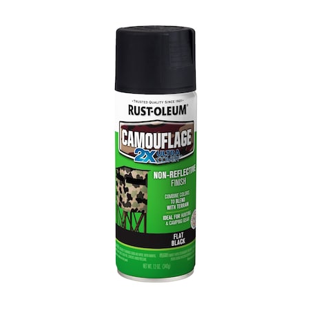 General Purpose Spray Paint, Black, Ultra-Flat, Solvent, 12 Oz MPN:279179