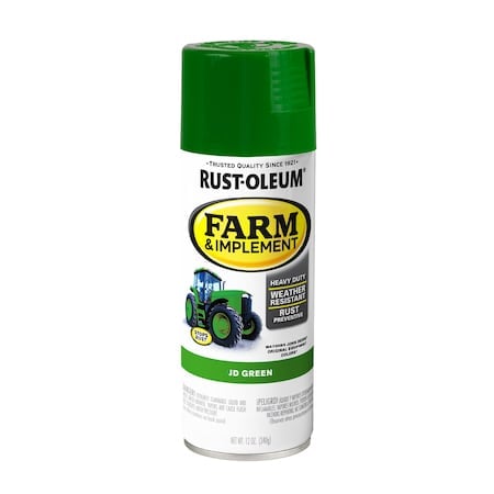 Rust Preventative Spray Paint, Jd Green, Gloss, Solvent, 12 Oz MPN:280124