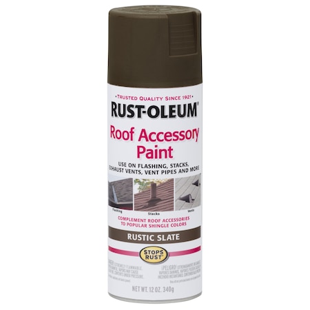 Rust Preventative Spray Paint, Rustic Slate, Flat, Solvent, 12 Oz MPN:285222