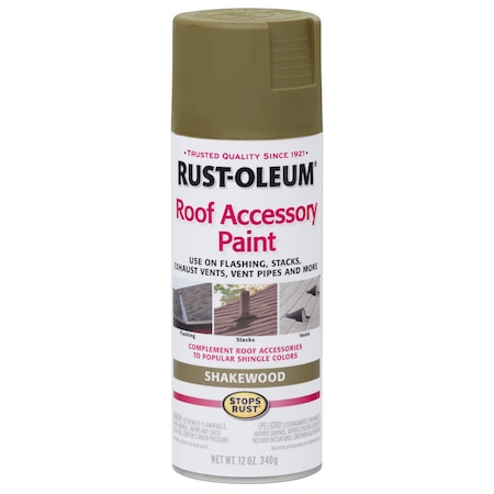 Rust Preventative Spray Paint, Shakewood, Flat, Solvent, 12 Oz MPN:285225