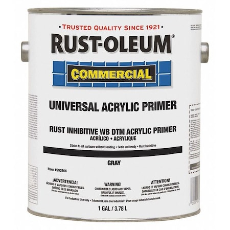 Primer, Gray, Water, Acrylic Copolymer, 1gal MPN:292606
